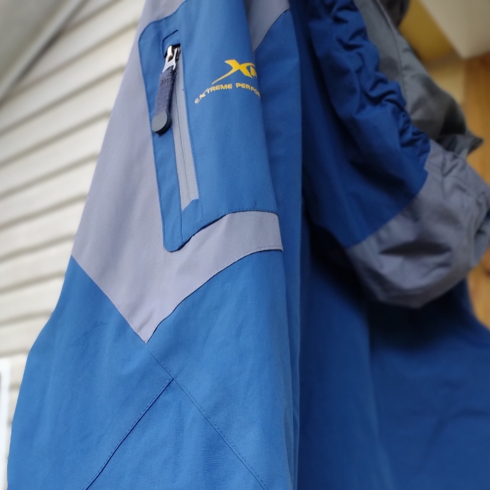 Men's Blue & Gray Performance Hooded Shell Jacket - Picture 4 of 4